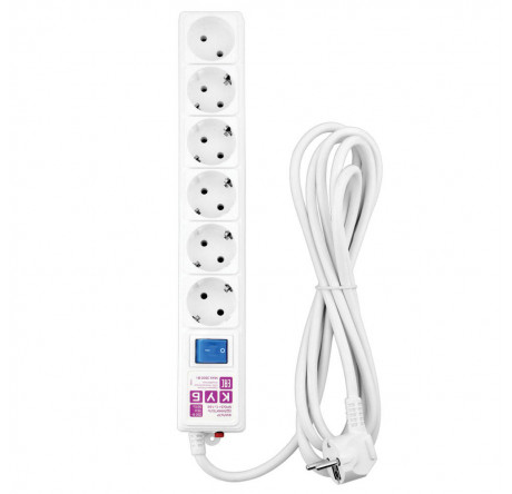 Сетевой фильтр Power Cube 3,0 м 6 розеток (белый) 16А/3,5кВт Power Cube - porhov-experts.ru – фото 1
