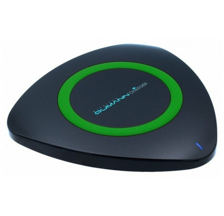 Qumann QWC-01 Wireless Delta Qi Charger Black/Green ring 50513 Беспроводное зарядное устройство  QUMANN - porhov-experts.ru – фото 1