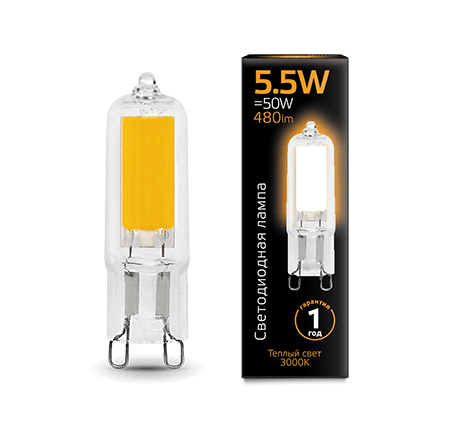 Gauss LED G9 AC220-240V 5.5W 480lm 3000K Glass 1/10/200 10780910 GAUSS - porhov-experts.ru – фото 2