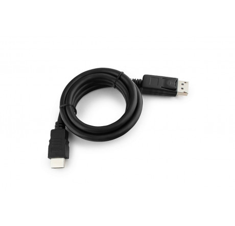 Cablexpert CC-DP-HDMI-1M DisplayPort->HDMI 1м, 20M/19M, черный, экран, пакет Кабель  CABLEXPERT - porhov-experts.ru – фото 1