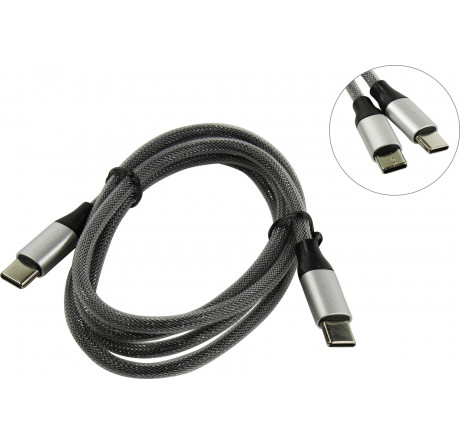 Deppa Alum USB Type-C - USB Type-C, алюминий/нейлон, USB 2.0, 3A, 1.2м, графит, Deppa 72248 Кабель  DEPPA - porhov-experts.ru – фото 1