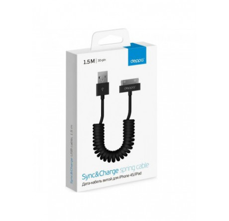 Deppa USB - Apple 30-pin 1.5m черный (72119) Кабель DEPPA - porhov-experts.ru – фото 1