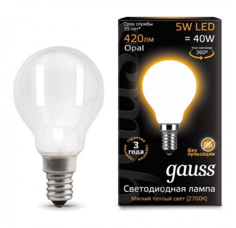 GAUSS LED FILAMENT GLOBE E14 5W GAUSS - porhov-experts.ru – фото 1