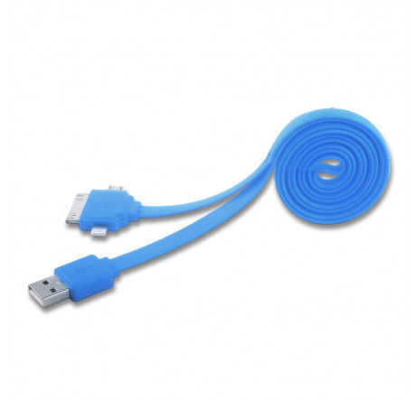 Harper CCH-401 blue Кабель USB на 3: microUSB + 30pin + Lightning; 0,3 м HARPER - porhov-experts.ru – фото 1