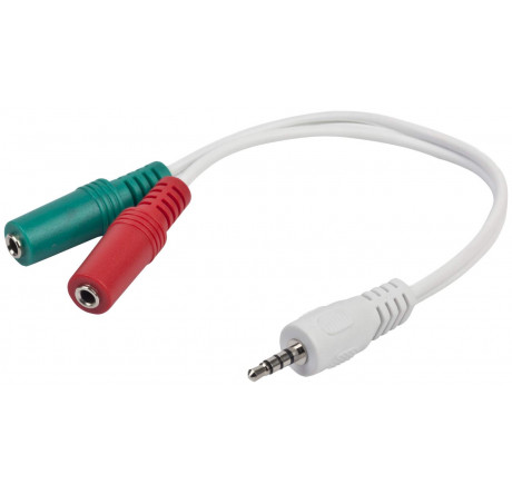 Gembird CCA-417W, джек3.5 4pin->джек3.5 стерео + 3.5 микрофон моно, длина 20см, белый	 Кабель  GEMBIRD - porhov-experts.ru – фото 1