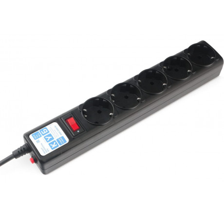 Сетефой фильтр Power Cube SPG5-10M 10 м 5 розеток черный графит  Power Cube - porhov-experts.ru – фото 1