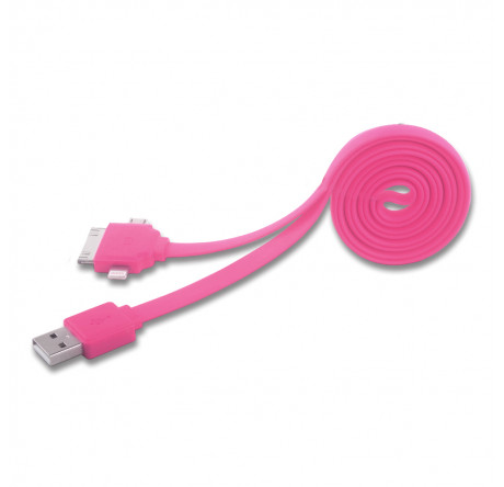Harper CCH-401 pink Кабель USB на 3: microUSB + 30pin + Lightning; 0,3 м HARPER - porhov-experts.ru – фото 1