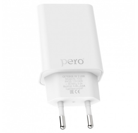 PERO TC02 2USB 2.1A белый СЗУ  PERO - porhov-experts.ru – фото 1