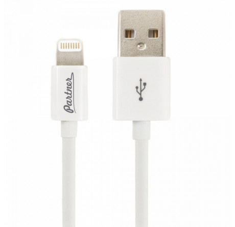 Partner MFI USB 2.0 - Apple iPhone/iPod/iPad с разъемом 8pin 1м белый ПР033368 Кабель  PARTNER - porhov-experts.ru – фото 1