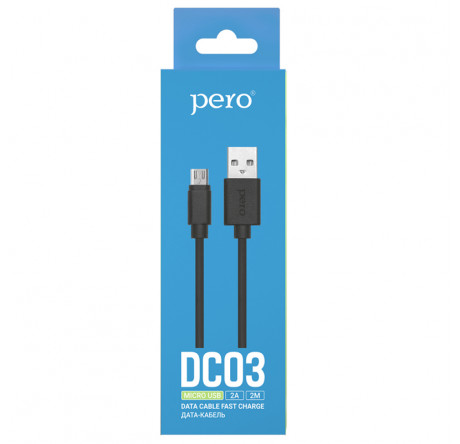 PERO DC-03 micro-USB, 2А, 1м, черный Дата-кабель  PERO - porhov-experts.ru – фото 1
