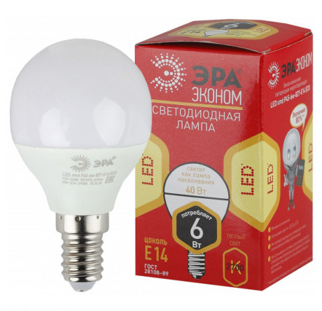 ECO LED P45-6W-827-E14 ЭРА ЭРА - porhov-experts.ru – фото 1