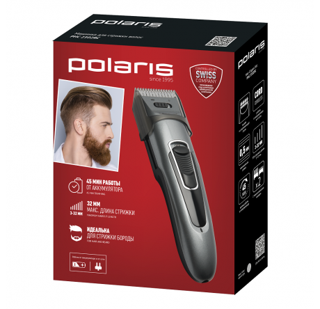 Polaris PHC 2502RC серый Машинки для стрижки волос Polaris - porhov-experts.ru – фото 1