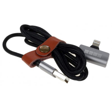 Interstep Lightning, ChargeN Listen,1м,Blck/SpG,TPE,мет.кон Кабель  INTERSTEP - porhov-experts.ru – фото 1